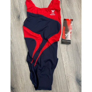 TYR Durafast YOUTH Alliance T-Splice MaxBack 1pc Swimsuit Red Size 26 - $70